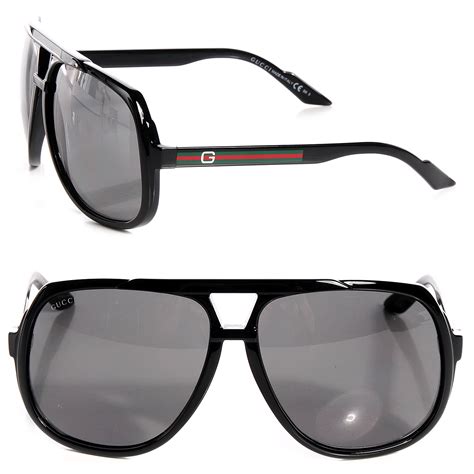 gucci 1622s|Black Acetate Aviator Sunglasses With Grey Lens .